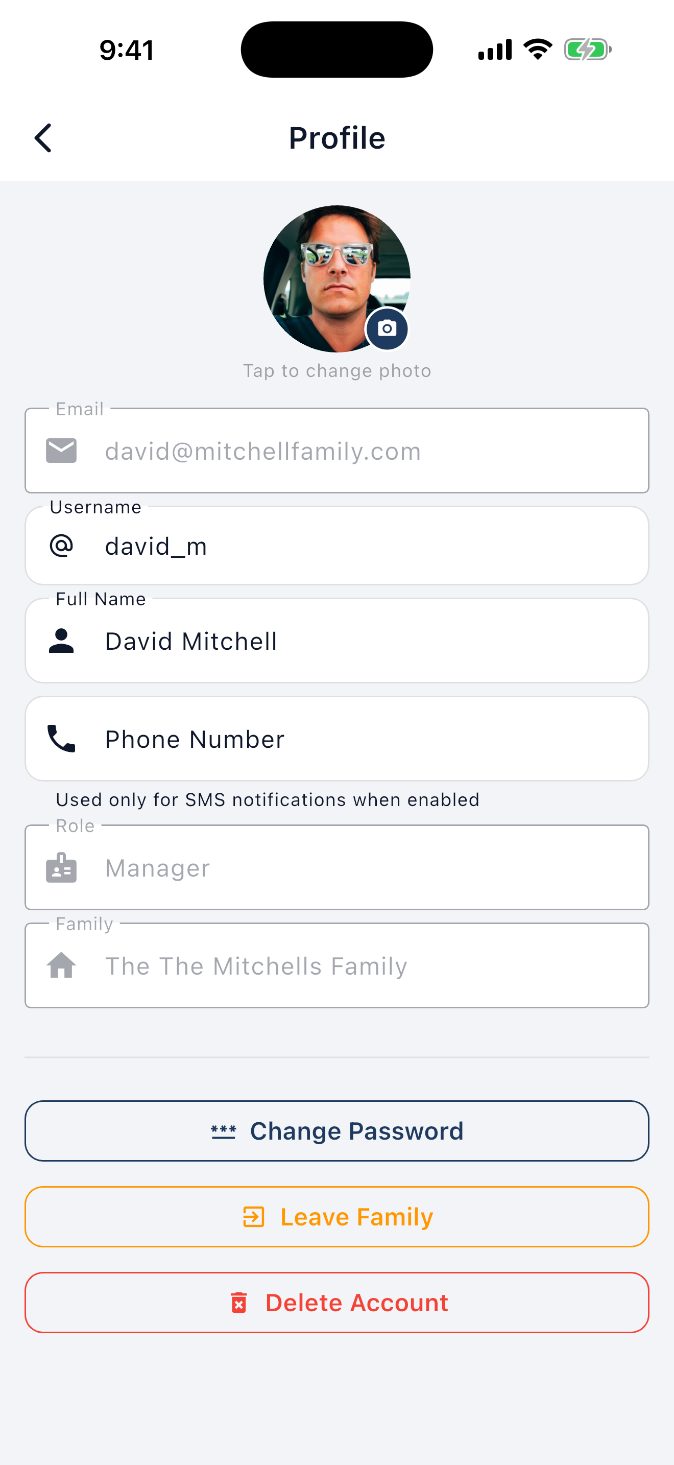 ChorifIQ Profile screen — phone number entry
